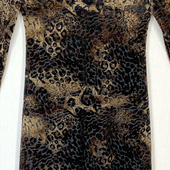 Karen Kane~Long Sleeve Animal Print Burn Out‎ Velour Knee Length Dress~Sz L - Picture 5 of 14